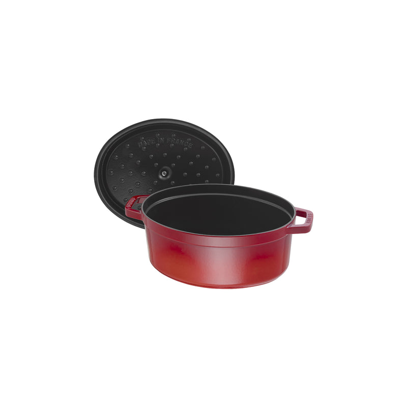 Cherry Red Cast Iron Oval Cocotte - 31cm / 5.5L