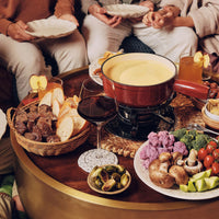 Ensemble à fondue au fromage en fonte émaillée rouge cerise Lugano