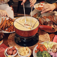 Ensemble à fondue au fromage en fonte émaillée rouge cerise Lugano