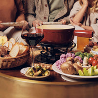 Ensemble à fondue au fromage en fonte émaillée rouge cerise Lugano