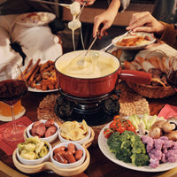 Ensemble à fondue au fromage en fonte émaillée rouge cerise Lugano