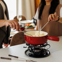 Ensemble à fondue au fromage en fonte émaillée rouge cerise Lugano