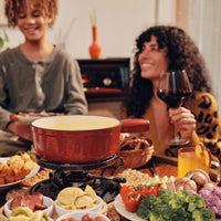 Ensemble à fondue au fromage en fonte émaillée rouge cerise Lugano