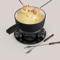 Ensemble à fondue au fromage en fonte noir mat Lugano