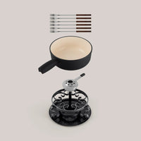 Ensemble à fondue au fromage en fonte noir mat Lugano