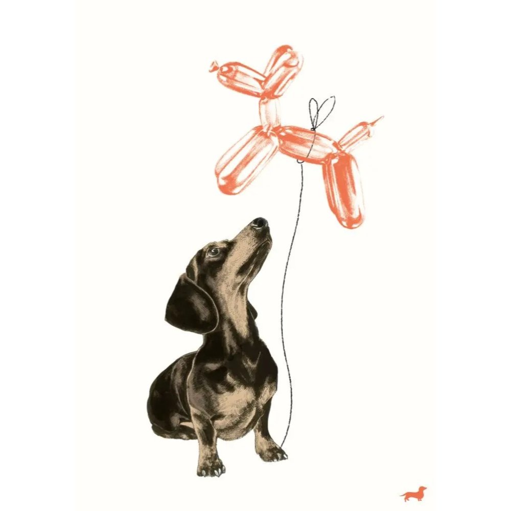 "Dog with Balloon" Greeting Card 5" x 7"