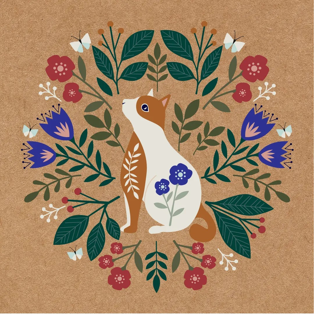 Meadow Blue Cat Greeting Card