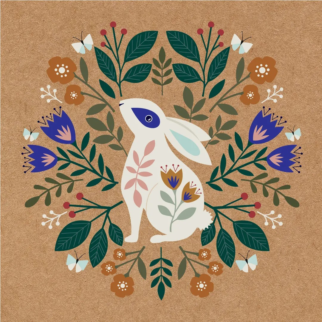 Meadow Blue Rabbit Greeting Card