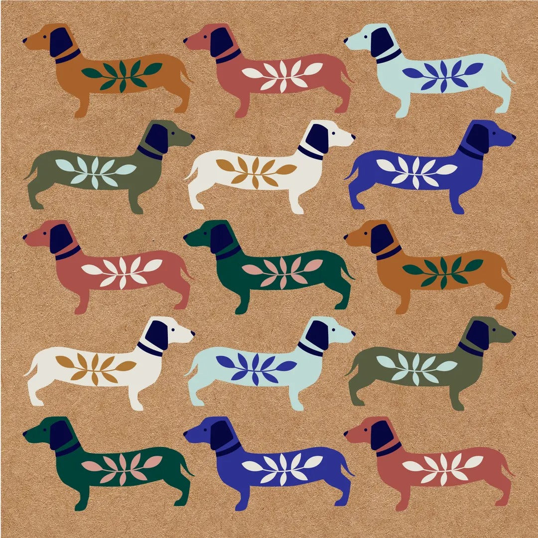 Meadow Blue Sausage Dogs Greeting Card