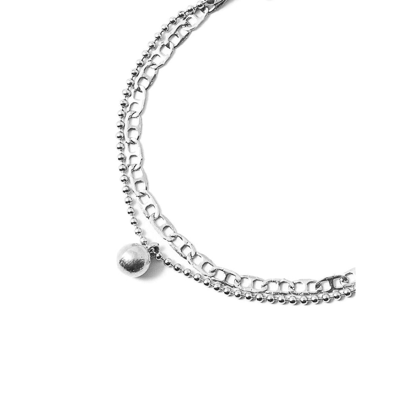 Ryan Silver Bead and Chain Bracelet