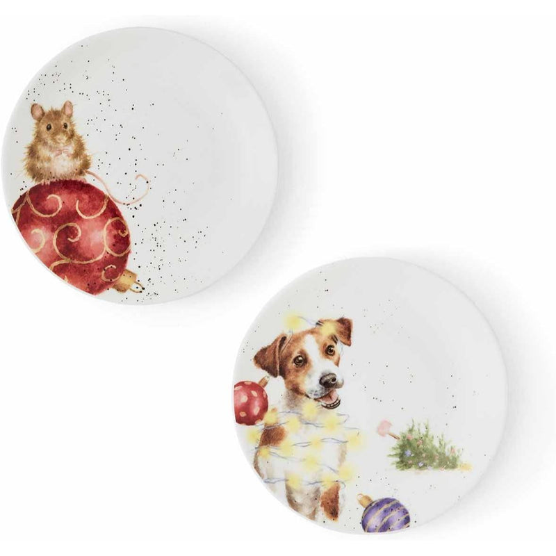 Royal Worcester Ensemble de 2 assiettes à thé coupées Souris et Chien