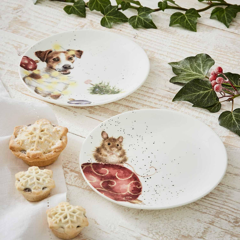 Royal Worcester Ensemble de 2 assiettes à thé coupées Souris et Chien