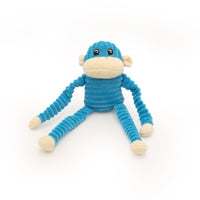 Lot de 2 petits jouets pour chien Spencer the Crinkle Monkey arc-en-ciel et bleu