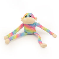 Lot de 2 petits jouets pour chien Spencer the Crinkle Monkey arc-en-ciel et bleu