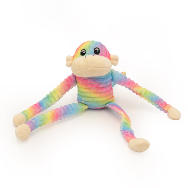 Spencer the Crinkle Monkey 2-Pack Small Rainbow and Blue Dog Toy