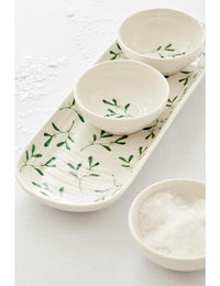 Amor Porcelain Three Bowls and Tray Set