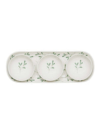 Amor Porcelain Three Bowls and Tray Set