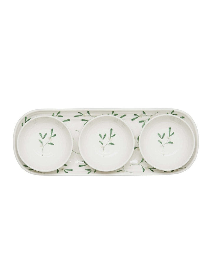 Amor Porcelain Three Bowls and Tray Set