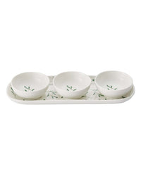 Amor Porcelain Three Bowls and Tray Set