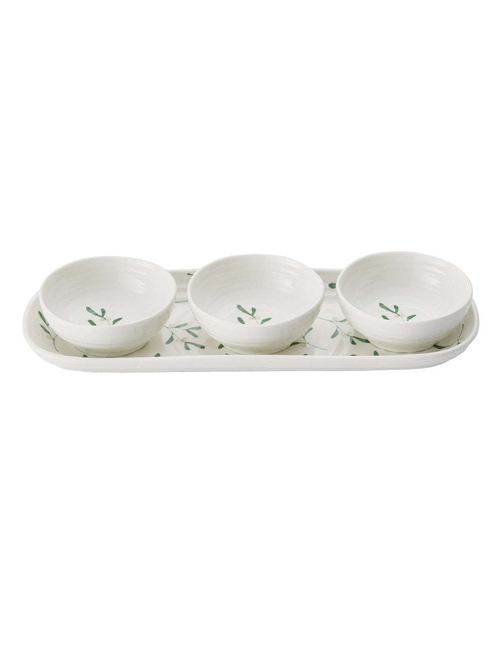 Amor Porcelain Three Bowls and Tray Set