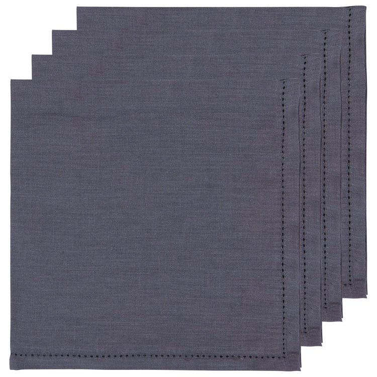 Charcoal Hemstitch Linen Napkins Set of 4