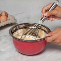 Matte Steel Carmine Red Mixing Bowls Set of 3