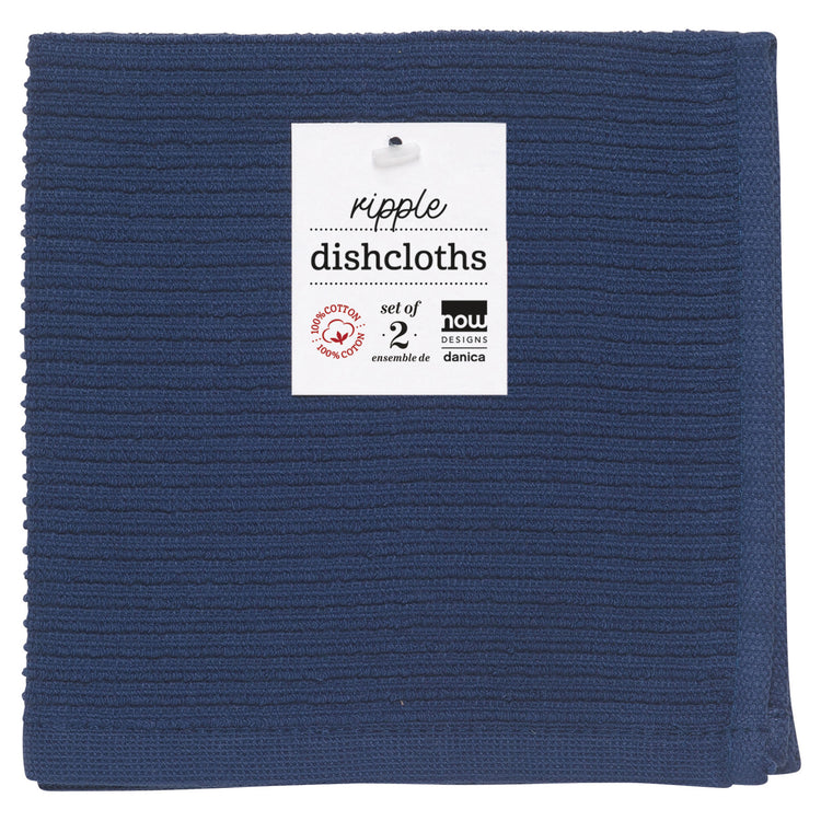 Ripple Indigo Dishcloths Set of 2