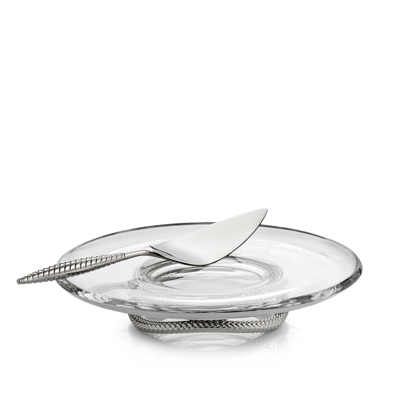 Braid Pedestal Cake Plate with Cake Server