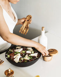 Olivewood Flat Salad Serving Forks Pair