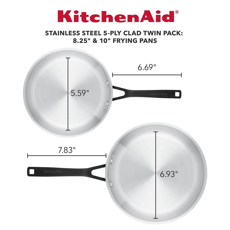 5-Ply Clad Stainless Steel Frying Pan Set, 2-Piece, Polished Stainless Steel
