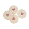 Set of 4 White Felt Heart Coasters