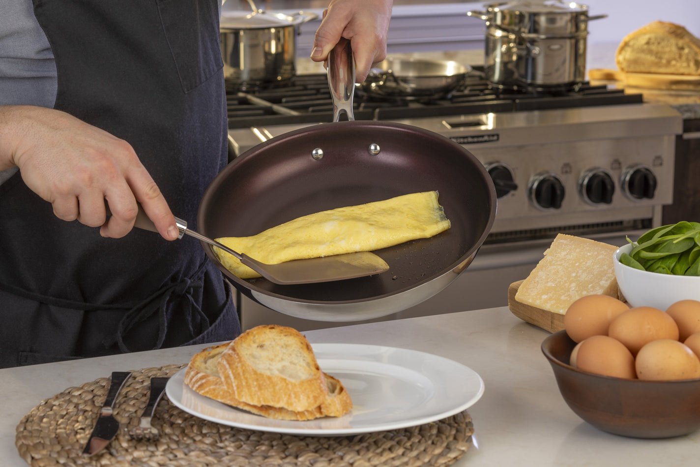 Poêle à crêpes antiadhésive Poêle à frire aux œufs en acier inoxydable