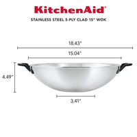 5-Ply Clad Stainless Steel Wok, 15-Inch, Polished Stainless Steel